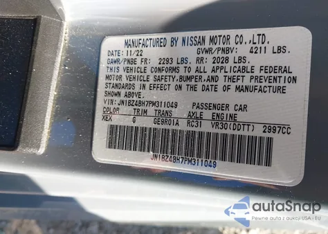 2023 Nissan Z Performance Auto z USA, uszkodzony, nr VIN JN1BZ4BH7PM311049